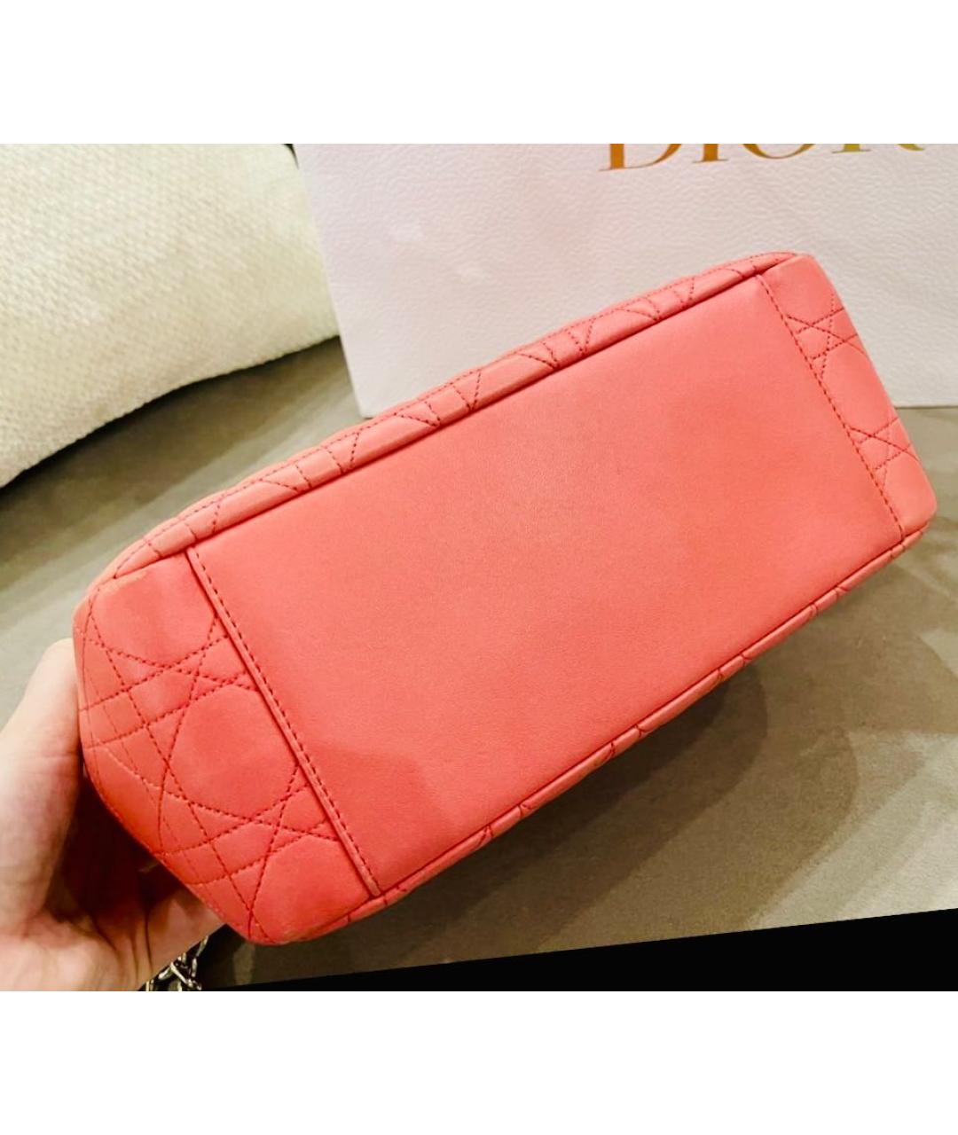 CHRISTIAN DIOR Коралловая кожаная сумка через плечо, фото 4