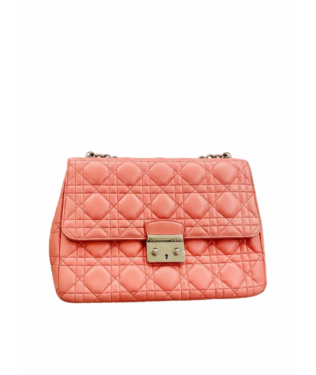 CHRISTIAN DIOR Коралловая кожаная сумка через плечо, фото 1