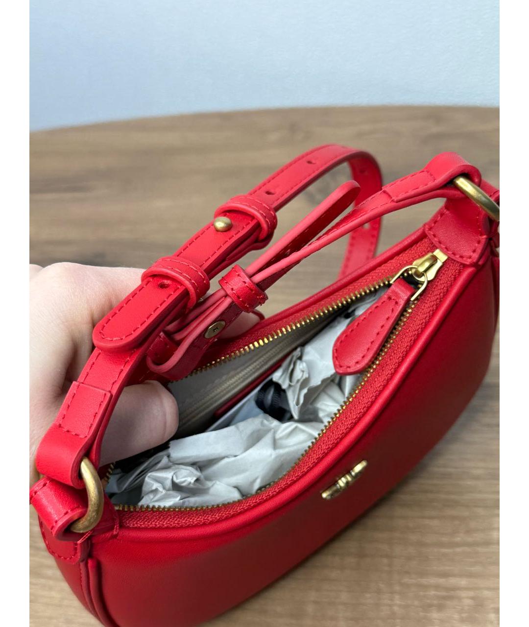 PINKO Красная кожаная сумка через плечо, фото 3