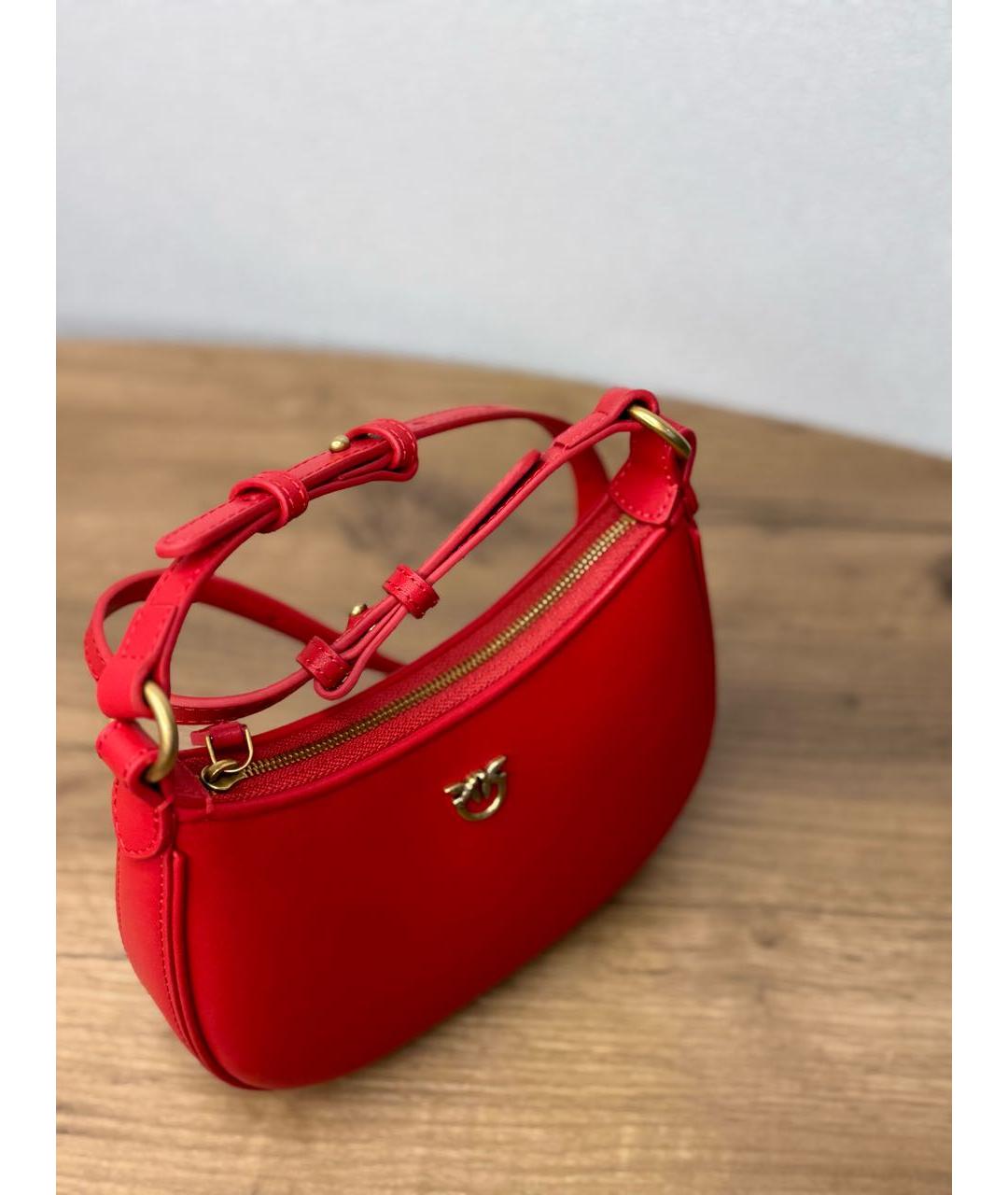 PINKO Красная кожаная сумка через плечо, фото 4