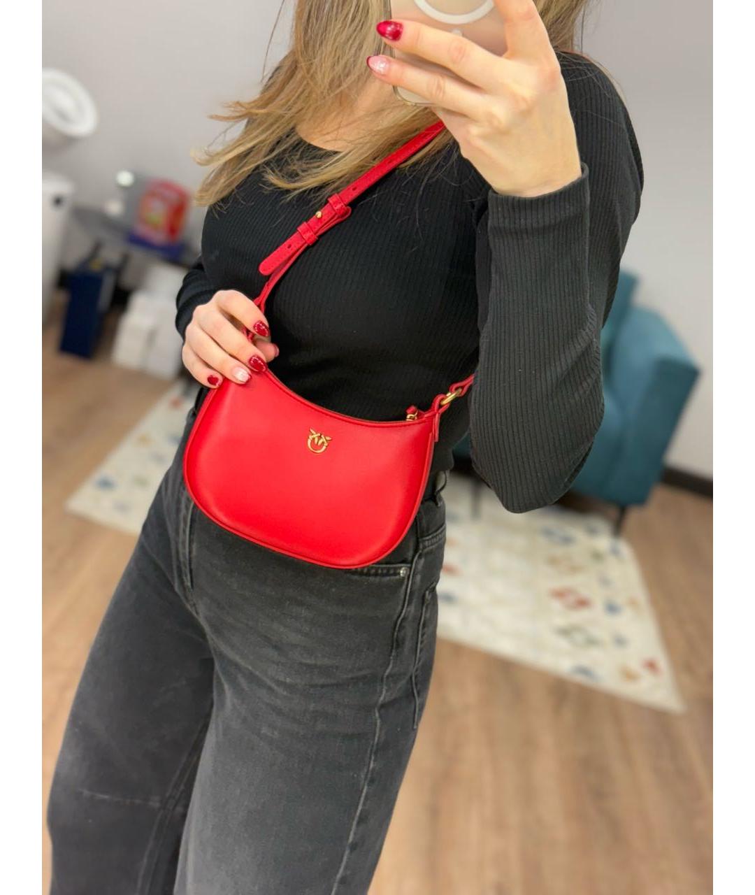 PINKO Красная кожаная сумка через плечо, фото 8