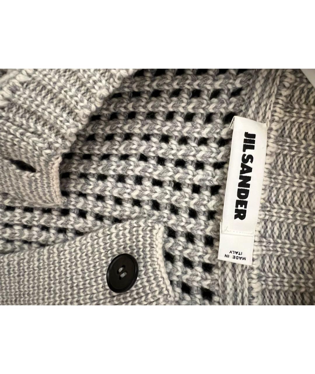 JIL SANDER Серый шерстяной кардиган, фото 6