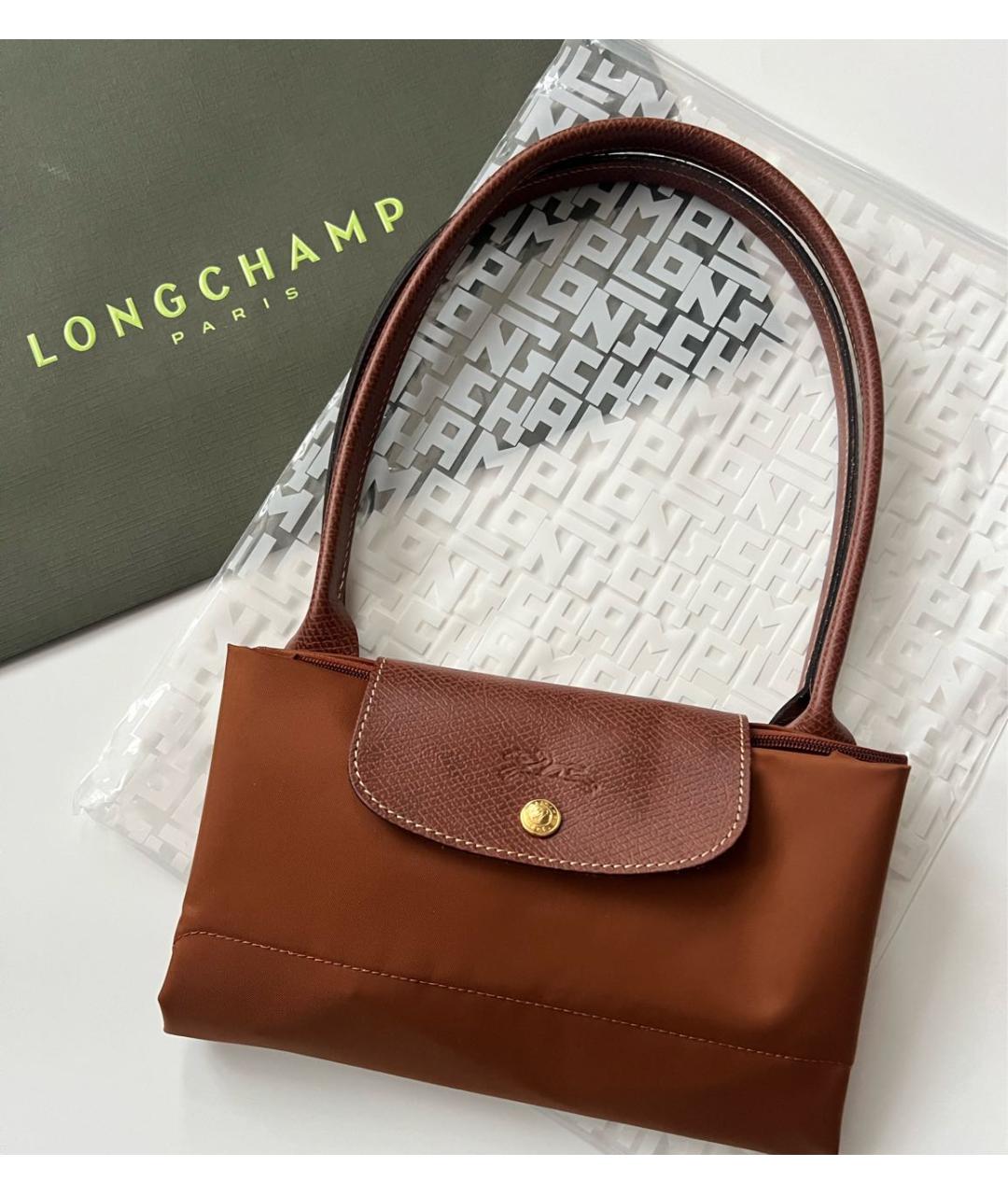 LONGCHAMP Оранжевая кожаная сумка с короткими ручками, фото 6