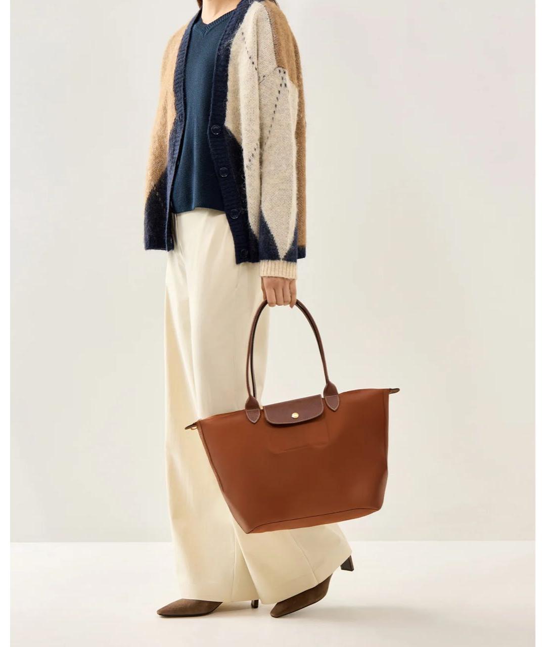 LONGCHAMP Оранжевая кожаная сумка с короткими ручками, фото 7