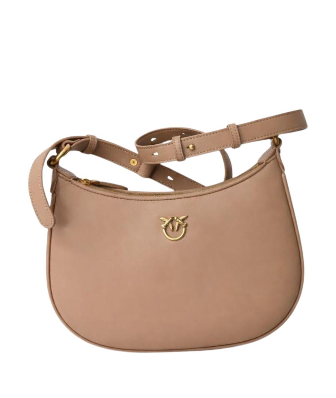 PINKO Бежевая кожаная сумка через плечо, фото 1