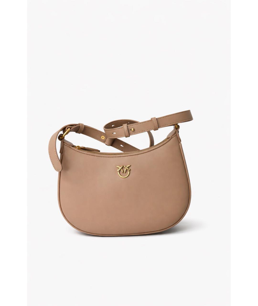 PINKO Бежевая кожаная сумка через плечо, фото 9