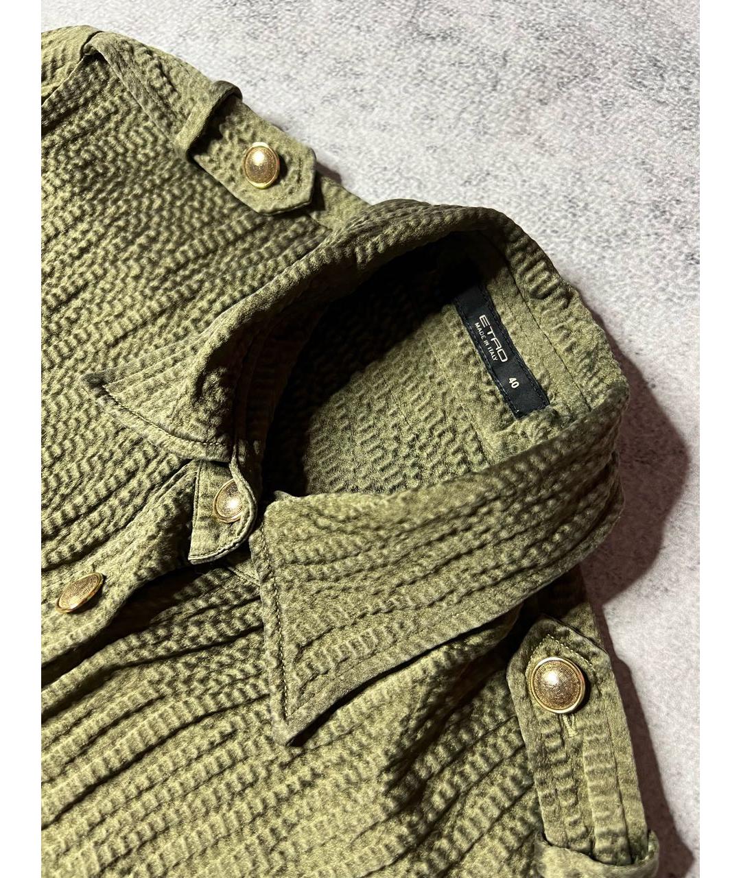 ETRO Хаки шелковая блузы, фото 5