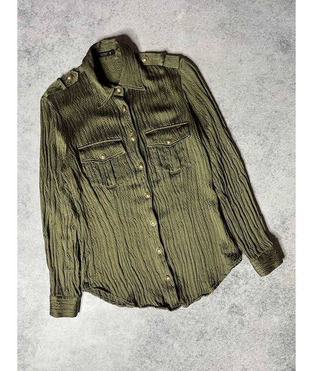 ETRO Хаки шелковая блузы, фото 7