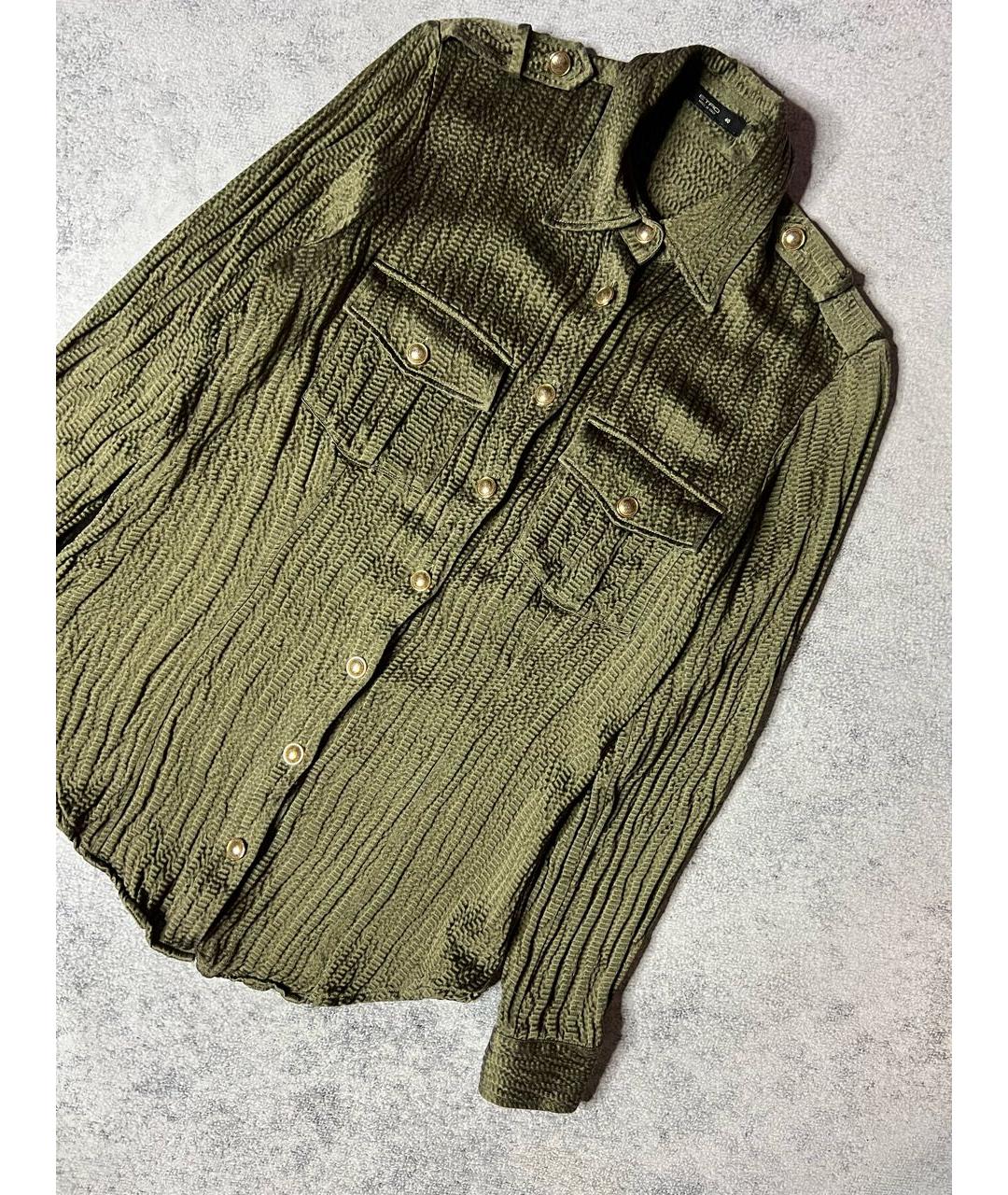 ETRO Хаки шелковая блузы, фото 3