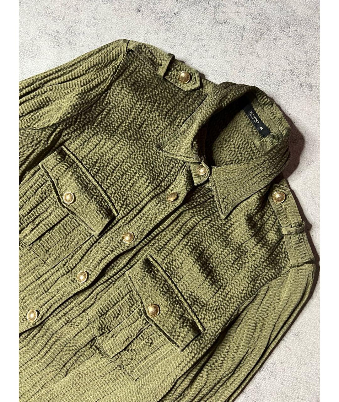 ETRO Хаки шелковая блузы, фото 4