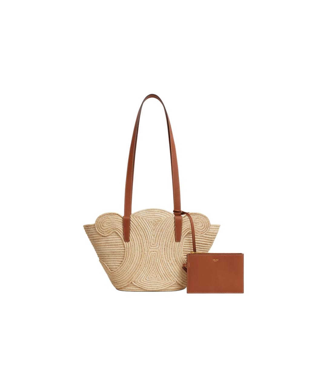 CELINE Бежевая пелетеная сумка через плечо, фото 2