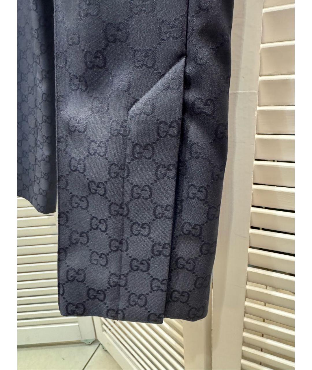 GUCCI Темно-синие полиэстеровые классические брюки, фото 3