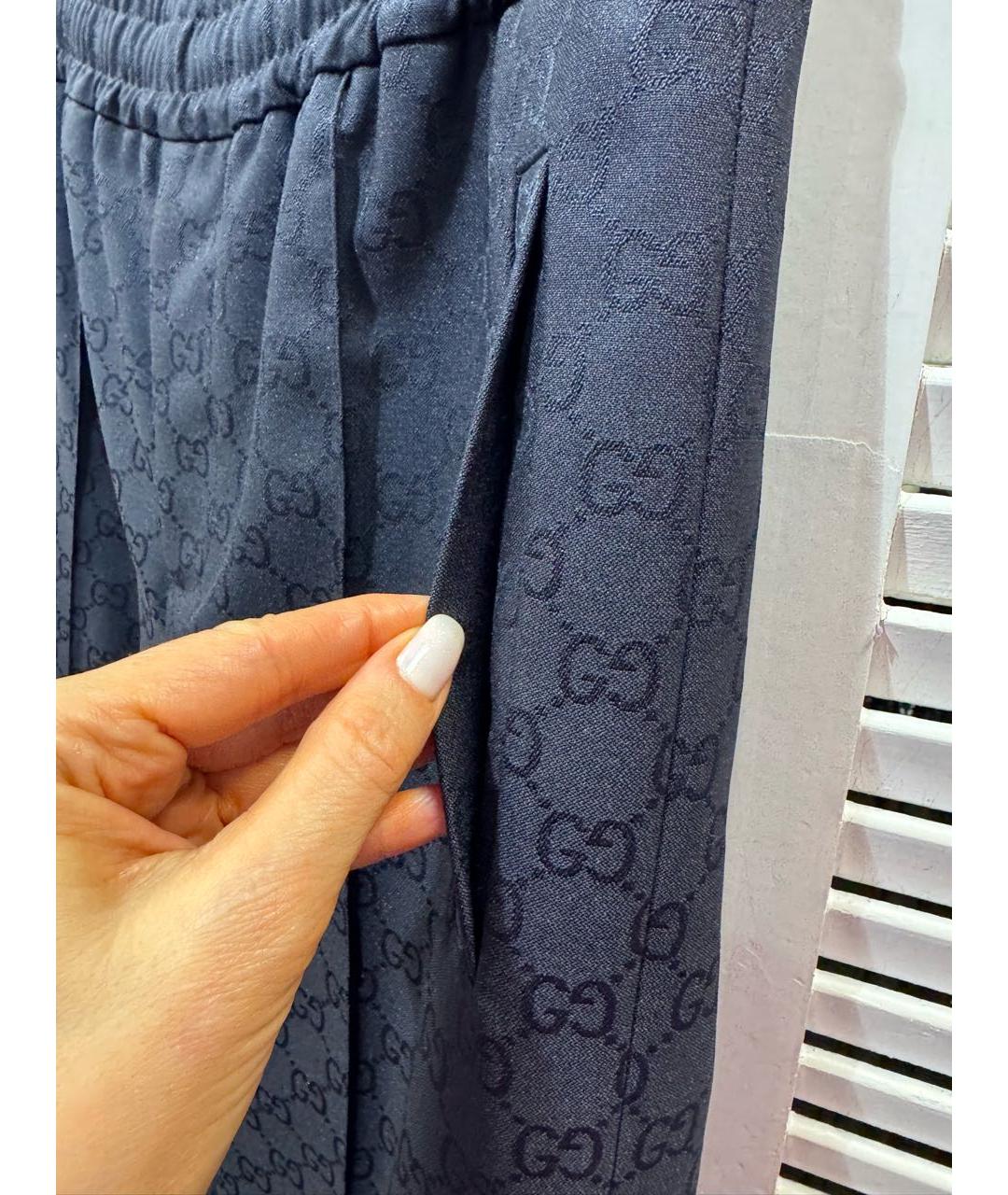 GUCCI Темно-синие полиэстеровые классические брюки, фото 5