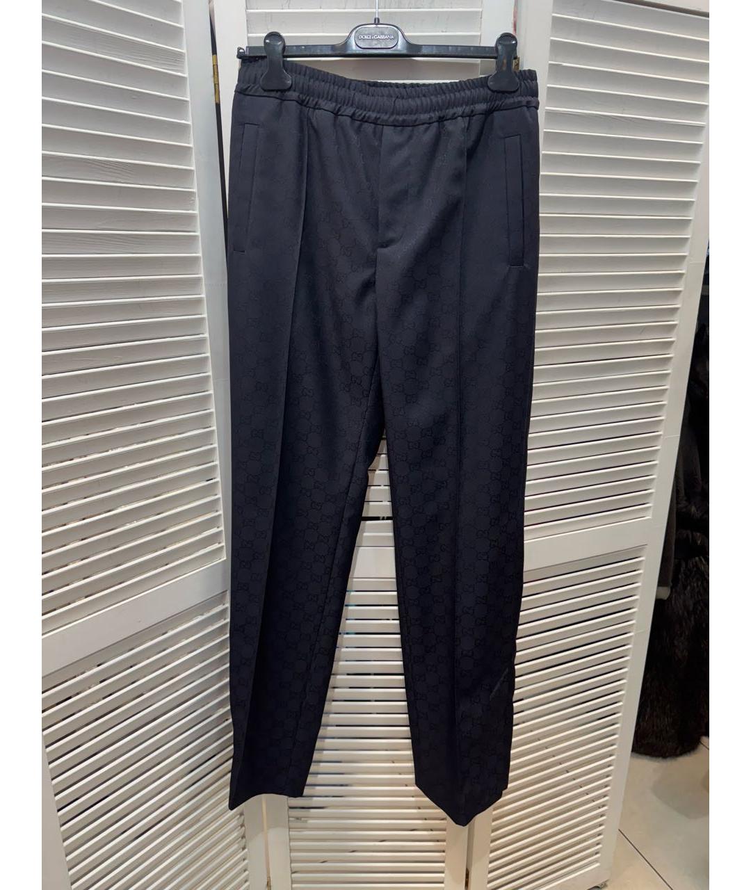 GUCCI Темно-синие полиэстеровые классические брюки, фото 9