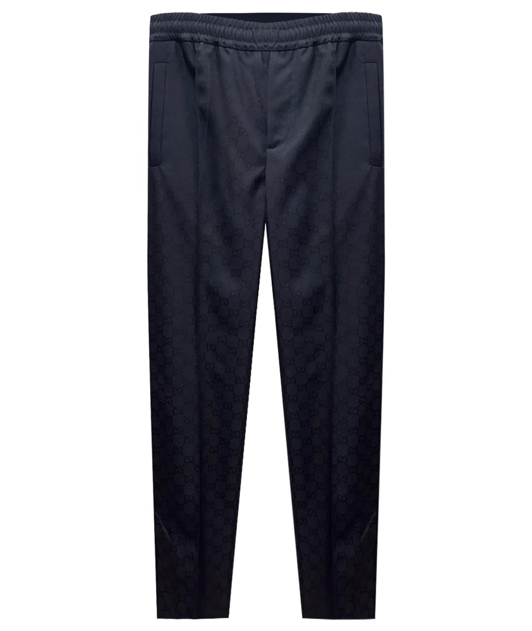 GUCCI Темно-синие полиэстеровые классические брюки, фото 1