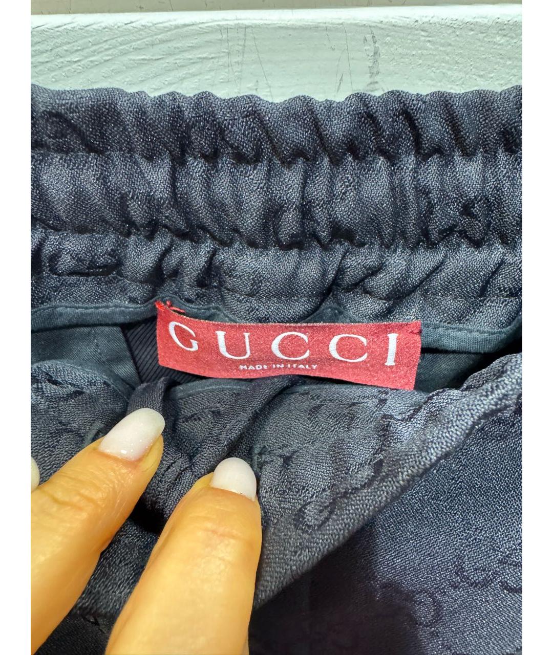 GUCCI Темно-синие полиэстеровые классические брюки, фото 6