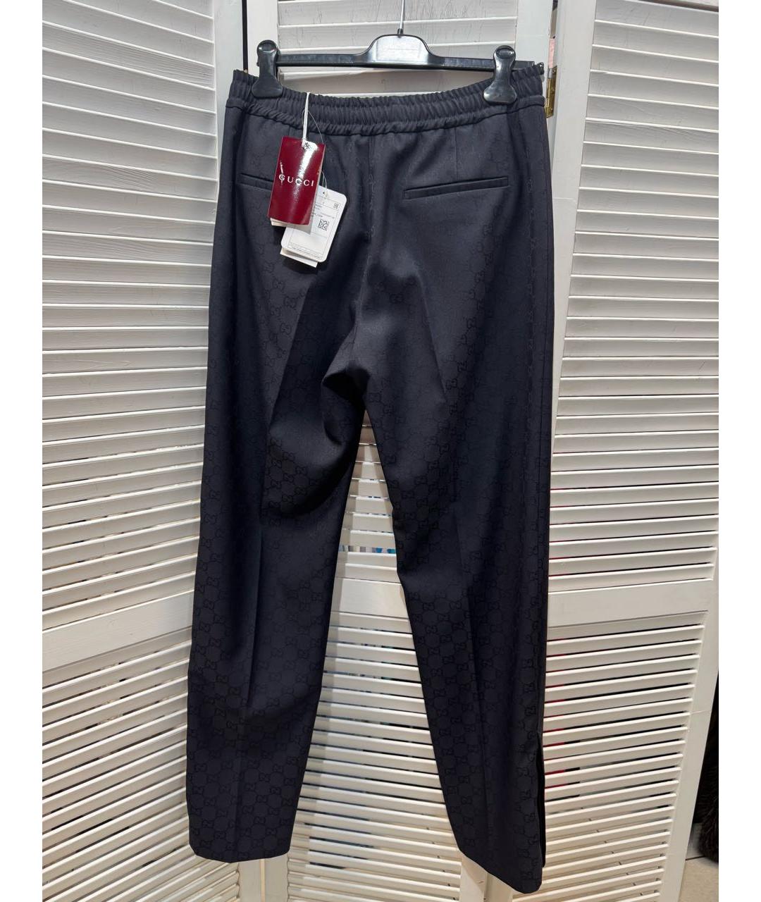 GUCCI Темно-синие полиэстеровые классические брюки, фото 2