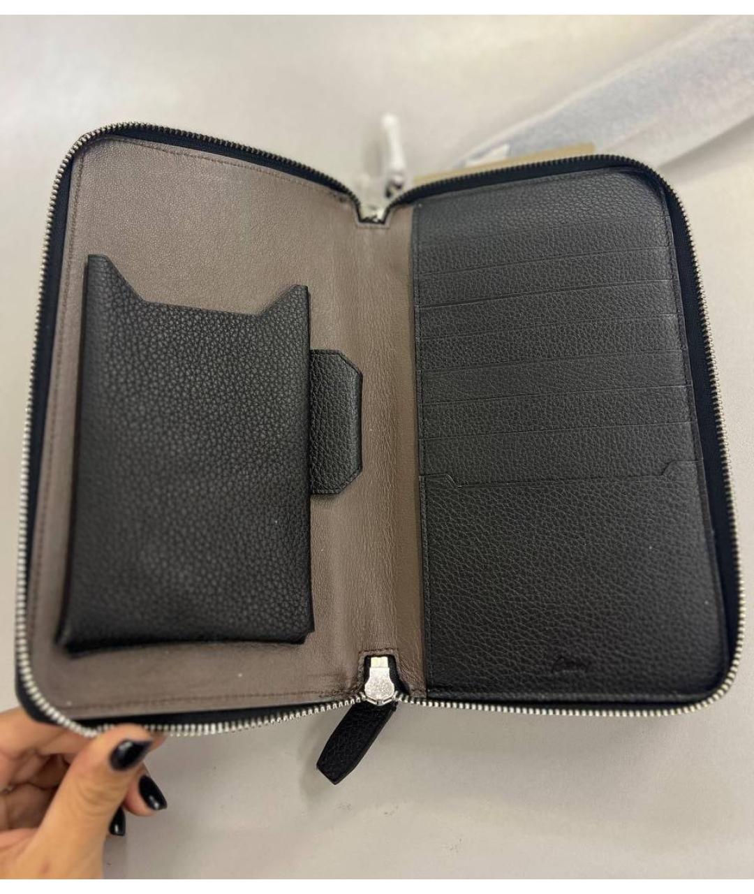 BRIONI Черная кожаная барсетка, фото 2