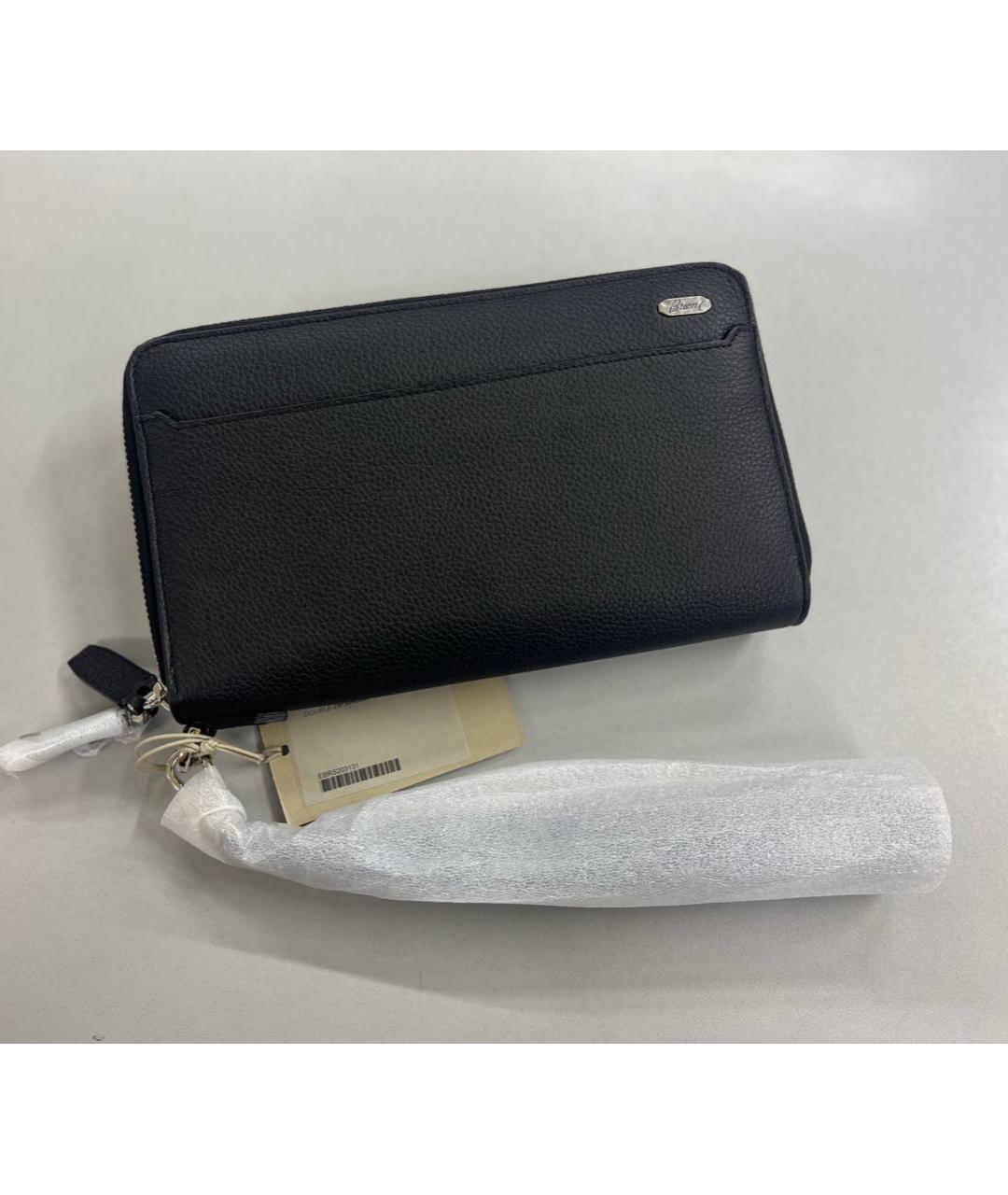 BRIONI Черная кожаная барсетка, фото 4