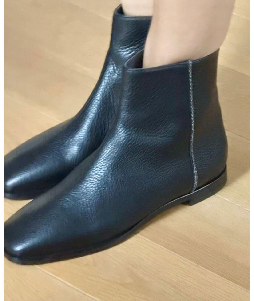 FABIANA FILIPPI Черные кожаные полусапоги, фото 4