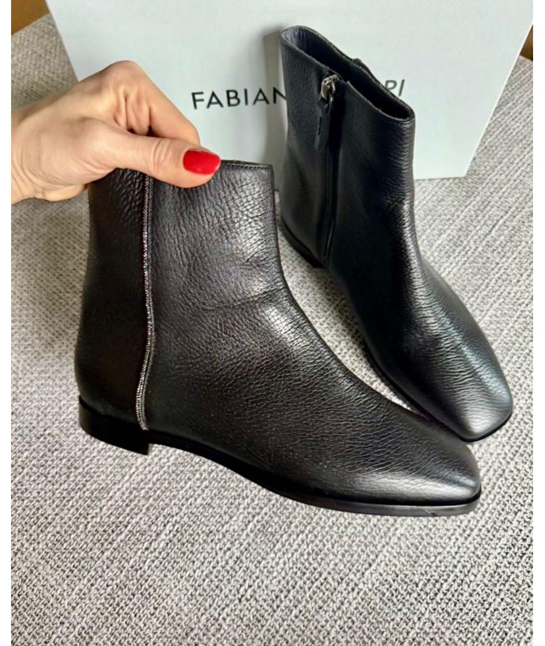 FABIANA FILIPPI Черные кожаные полусапоги, фото 6