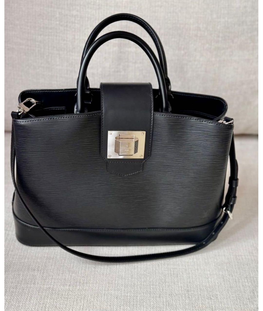 LOUIS VUITTON Черная кожаная сумка с короткими ручками, фото 3