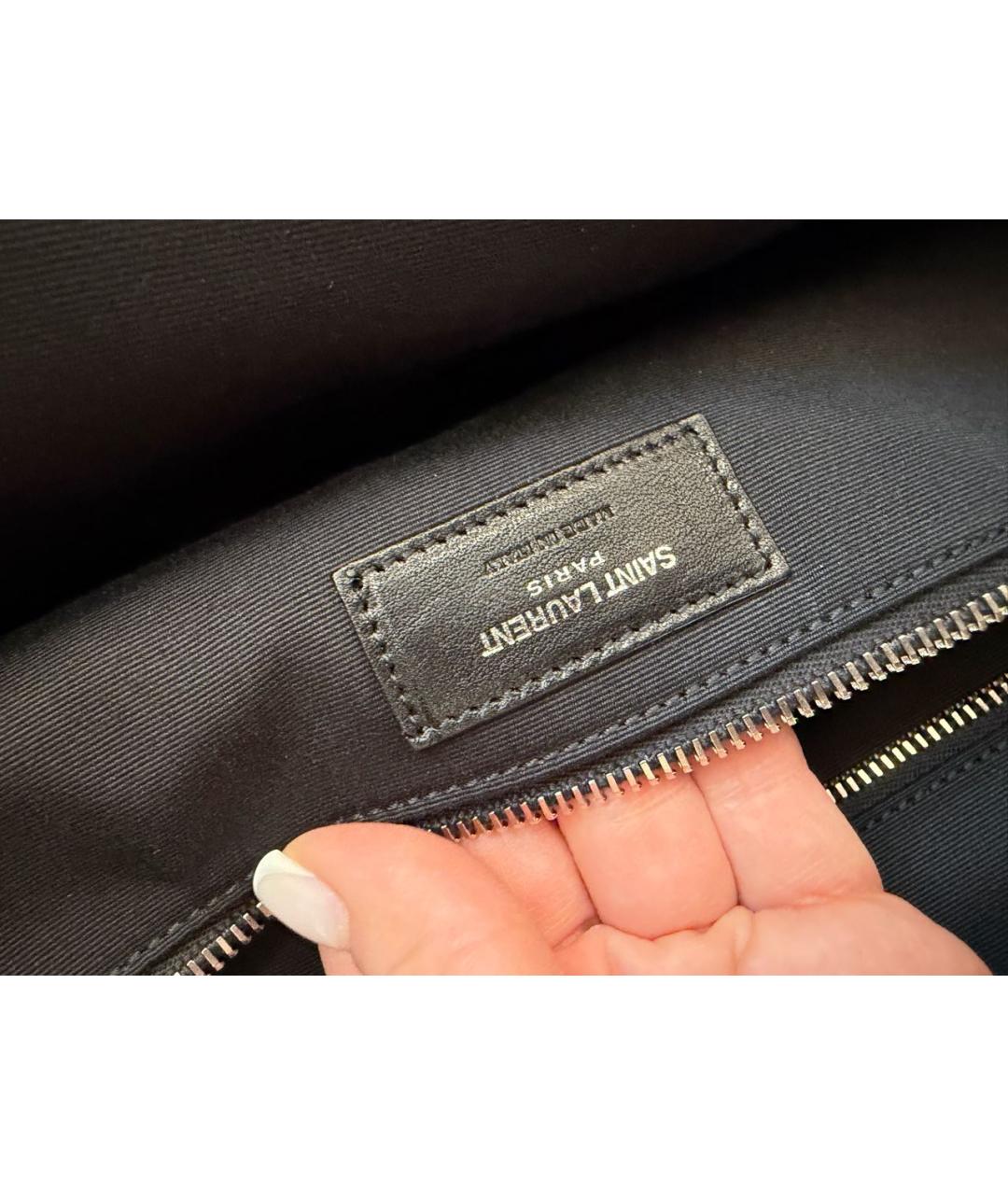 SAINT LAURENT Черная хлопковая сумка тоут, фото 6