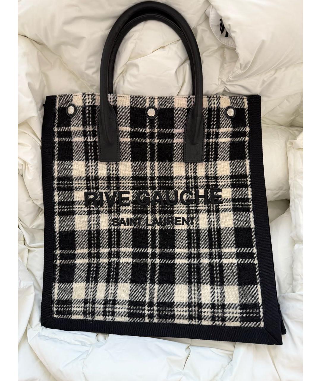 SAINT LAURENT Черная хлопковая сумка тоут, фото 5