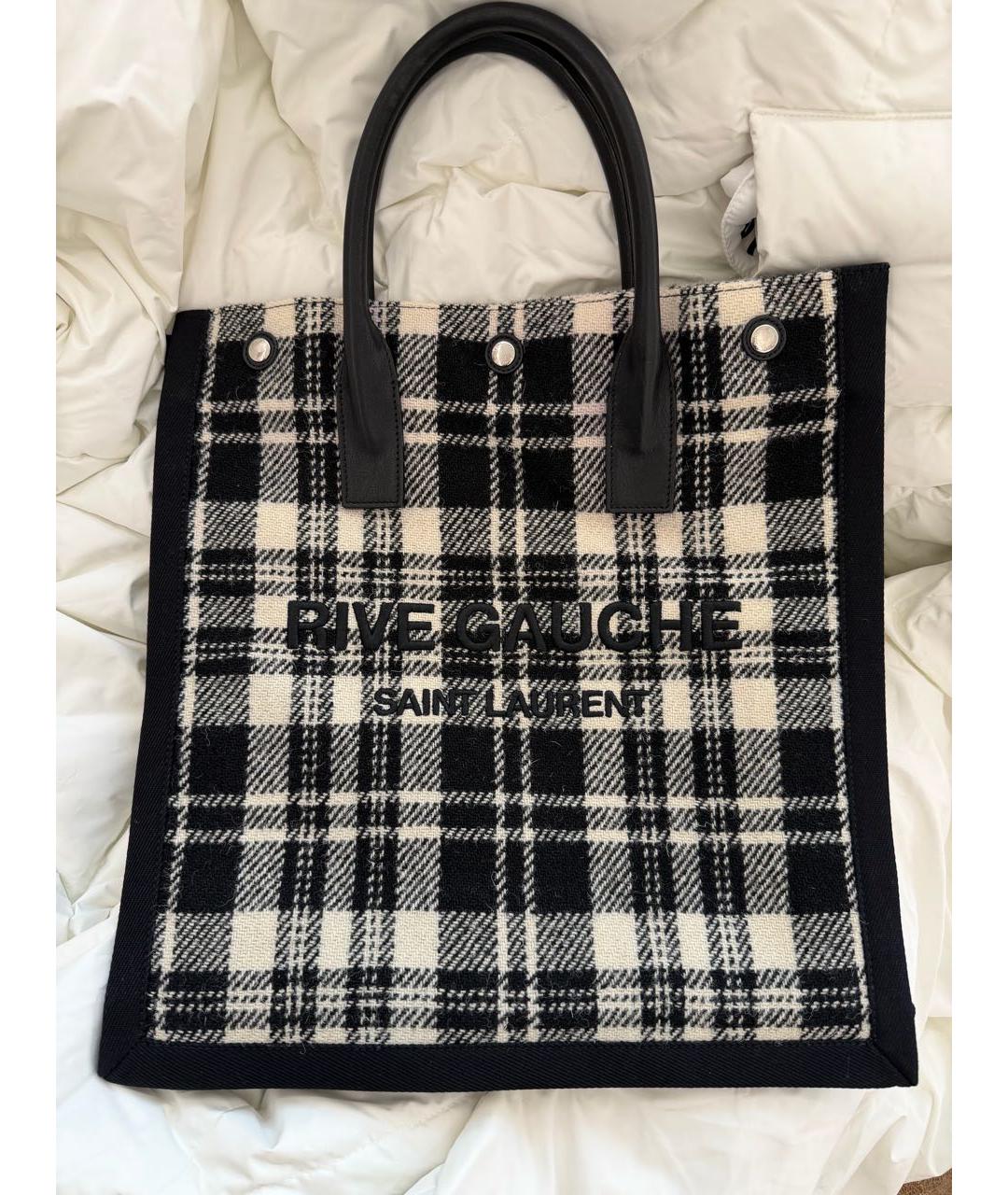 SAINT LAURENT Черная хлопковая сумка тоут, фото 3