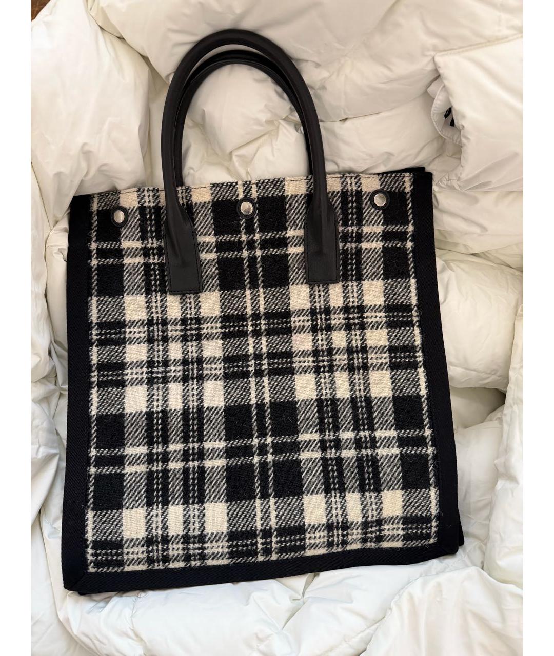 SAINT LAURENT Черная хлопковая сумка тоут, фото 2