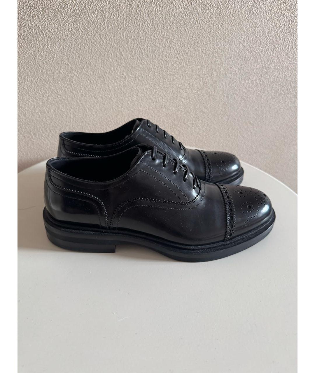 DOLCE&GABBANA Черные кожаные низкие ботинки, фото 6