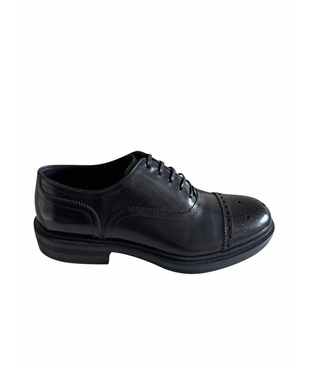 DOLCE&GABBANA Черные кожаные низкие ботинки, фото 1