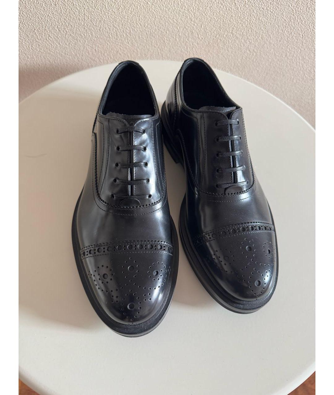 DOLCE&GABBANA Черные кожаные низкие ботинки, фото 2