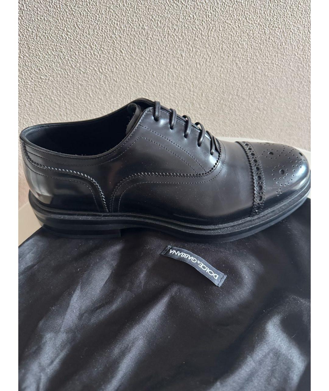 DOLCE&GABBANA Черные кожаные низкие ботинки, фото 5