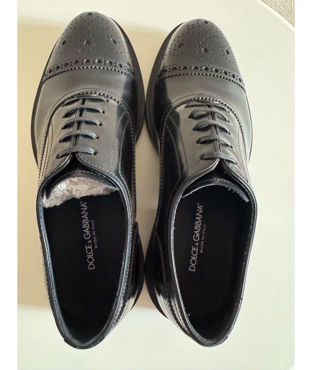 DOLCE&GABBANA Черные кожаные низкие ботинки, фото 3