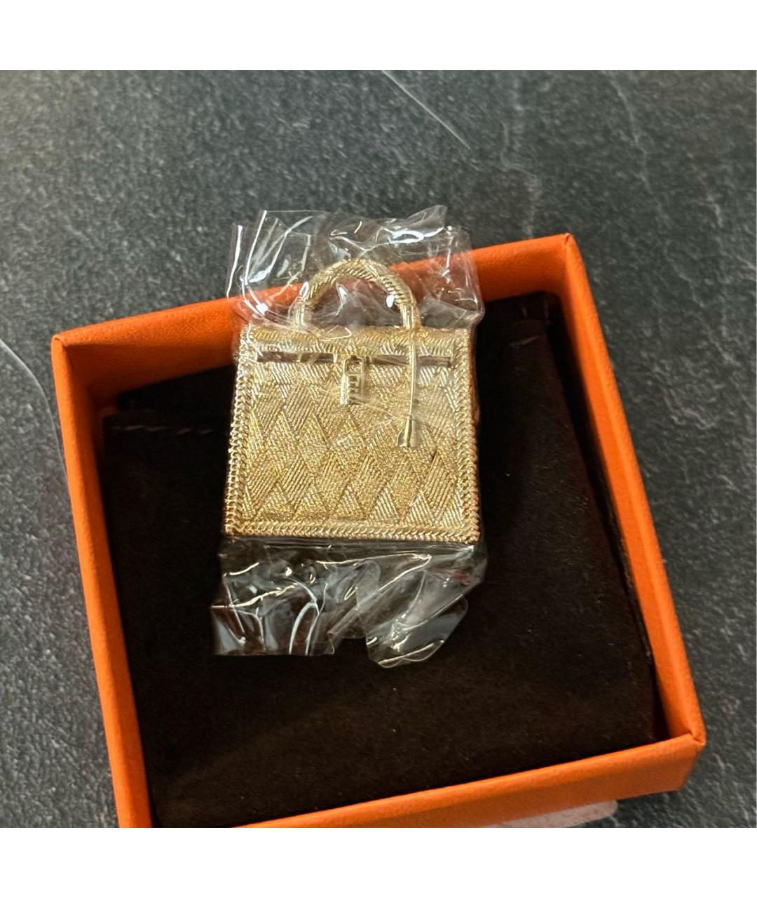 HERMES Золотая металлическая подвеска, фото 3