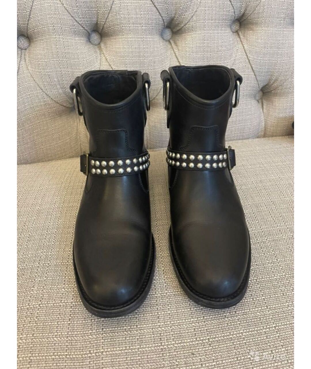 SAINT LAURENT Черные кожаные сапоги, фото 2