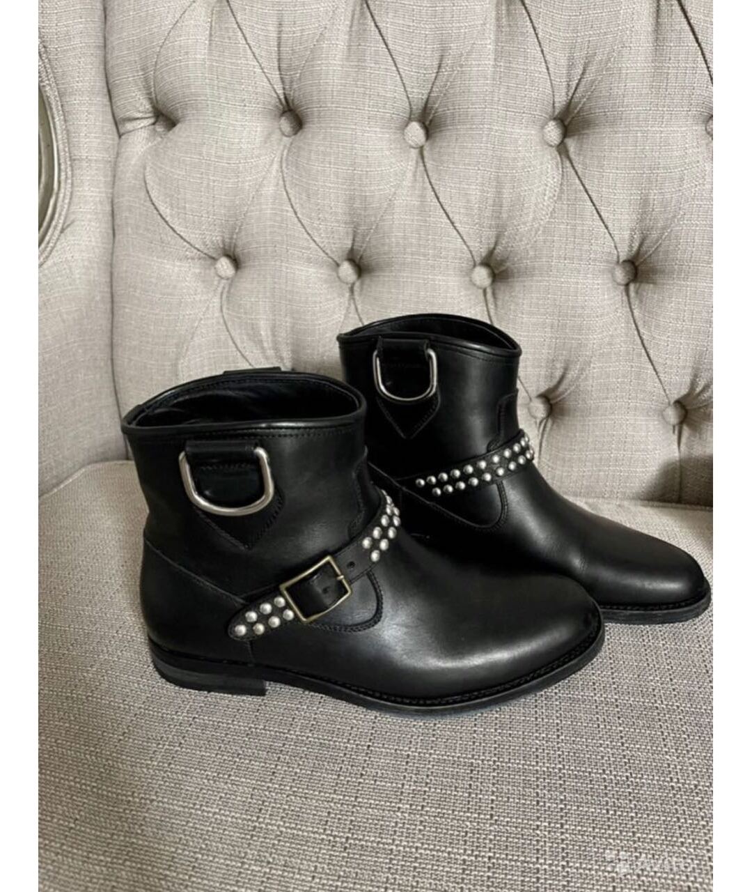 SAINT LAURENT Черные кожаные сапоги, фото 5