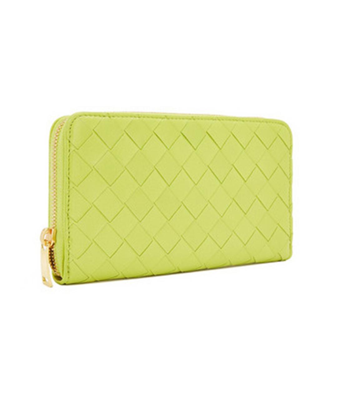 BOTTEGA VENETA Салатовый кожаный кошелек, фото 2