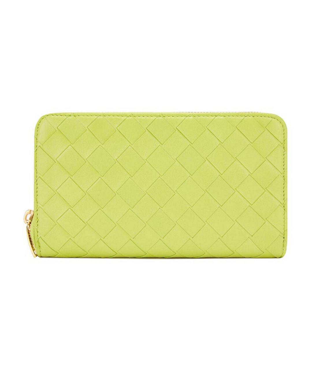 BOTTEGA VENETA Салатовый кожаный кошелек, фото 1