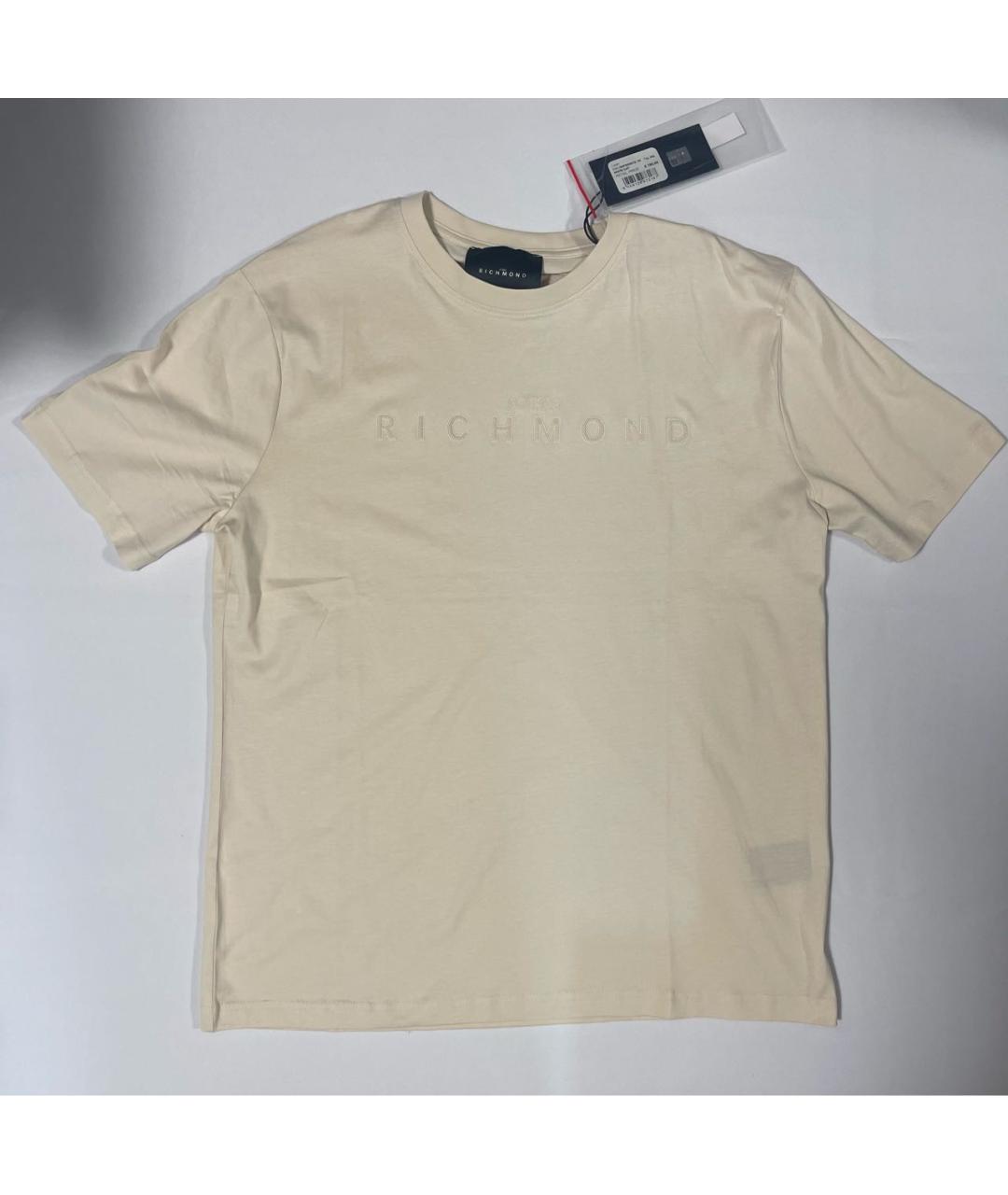 JOHN RICHMOND Бежевая хлопковая футболка, фото 4