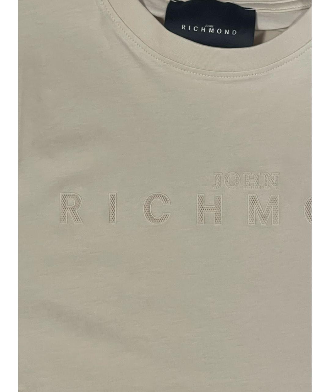 JOHN RICHMOND Бежевая хлопковая футболка, фото 3
