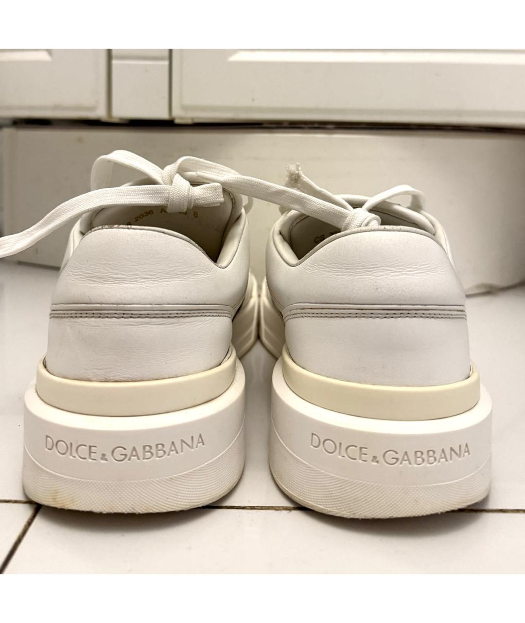 DOLCE&GABBANA Белые кожаные низкие кроссовки / кеды, фото 4