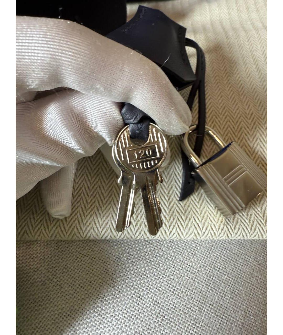 HERMES Синяя сумка с короткими ручками, фото 6