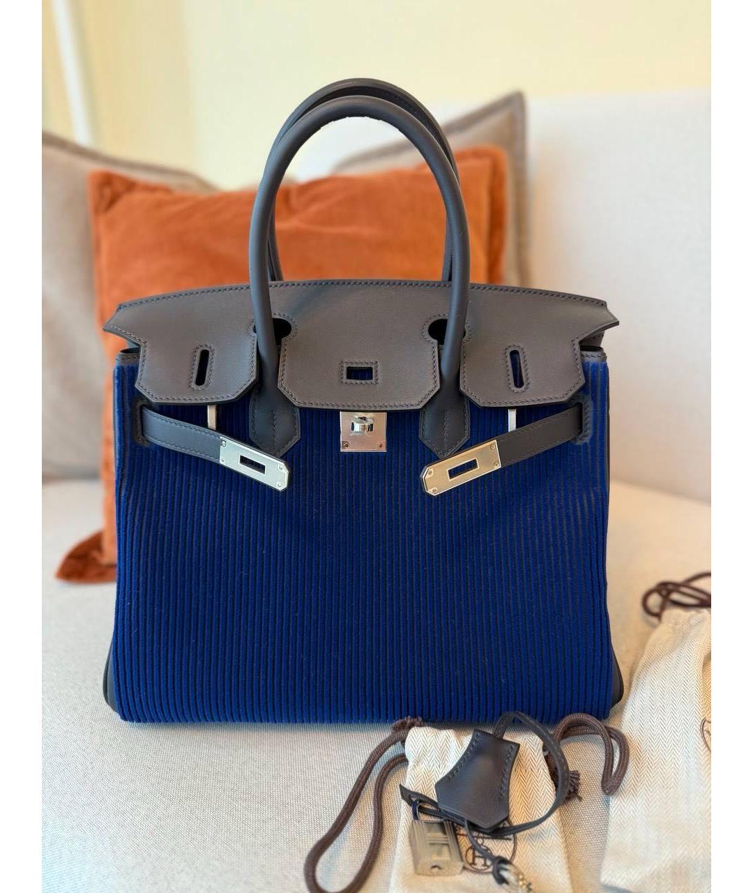 HERMES Синяя сумка с короткими ручками, фото 3