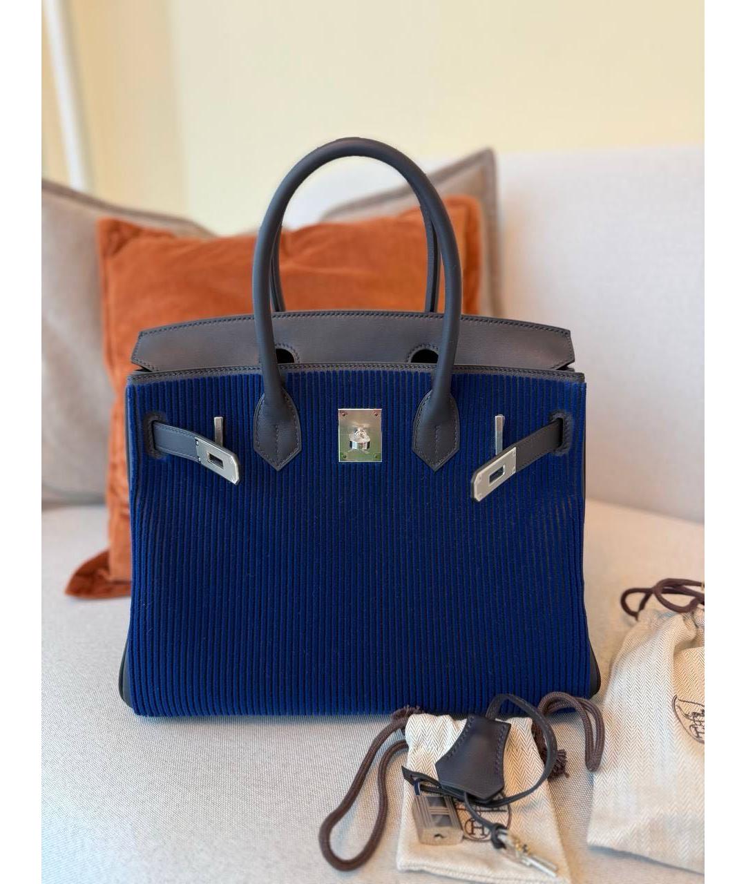 HERMES Синяя сумка с короткими ручками, фото 4