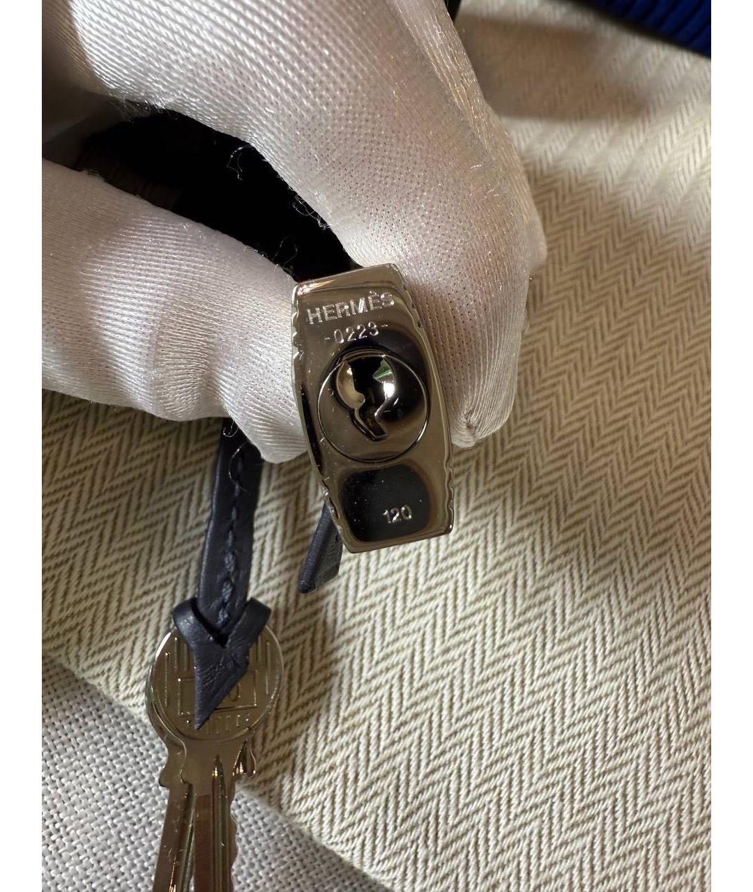 HERMES Синяя сумка с короткими ручками, фото 5