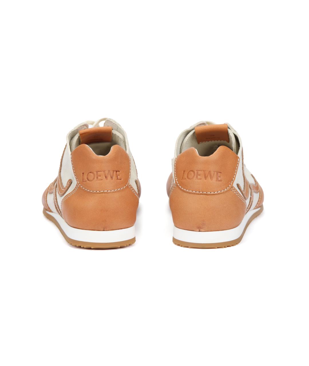 LOEWE Бежевые кожаные кроссовки, фото 4