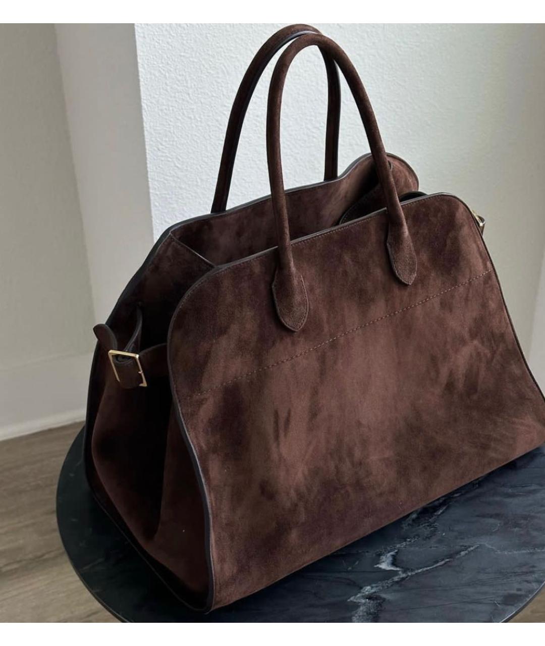 THE ROW Коричневая замшевая сумка с короткими ручками, фото 3