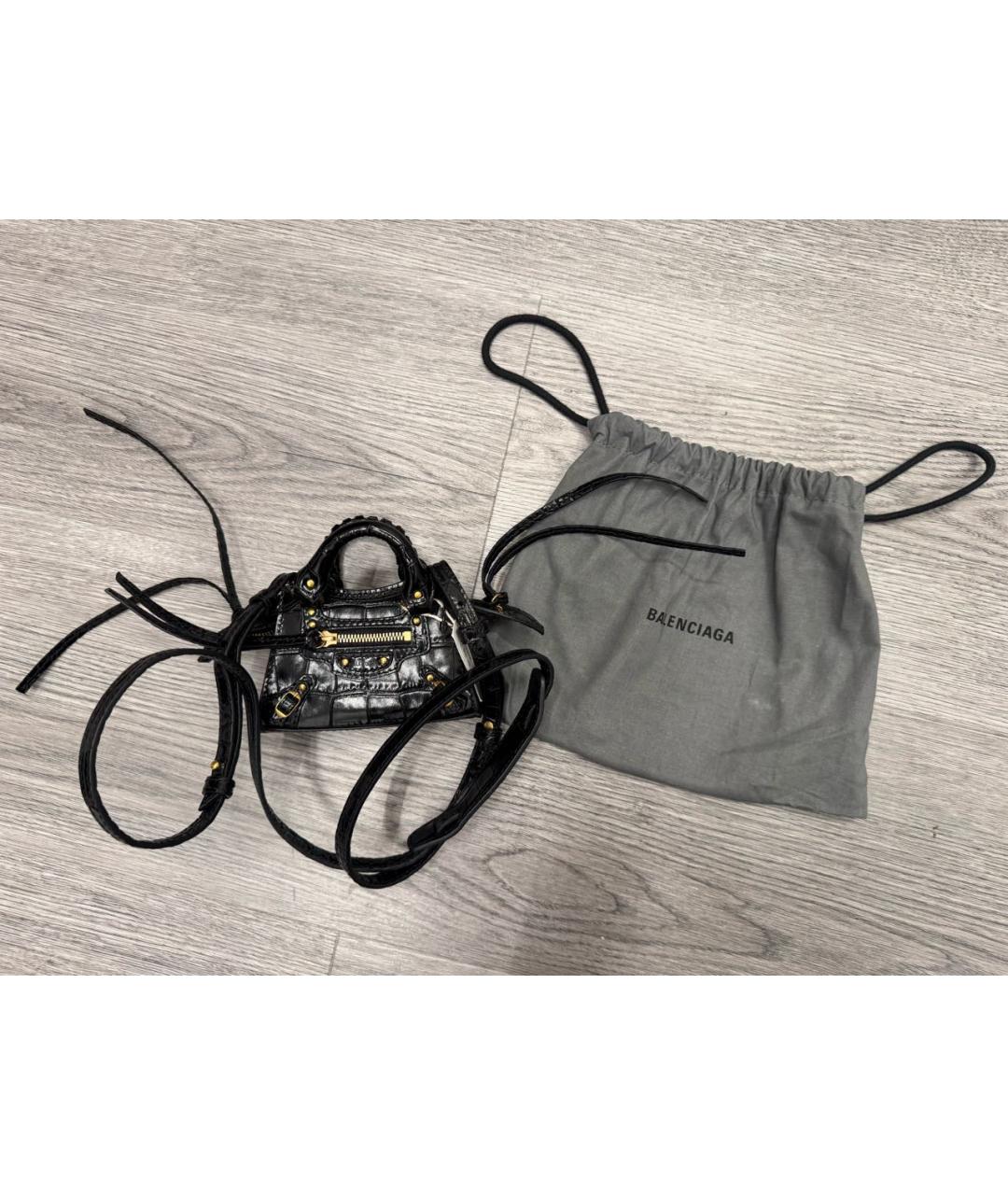 BALENCIAGA Черная кожаная сумка через плечо, фото 7